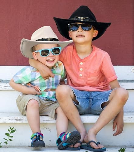Jastore Western Cowboy Hat for Kids Boy Girl Classic Cowboy Cowgirl Dress Up Hat with Buckle Belt - White - 5-12 Years thumbnail 5