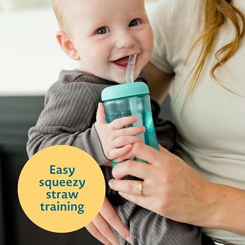 The First Years Squeeze & Sip Toddler Straw Cups - Squeezable Transition Sippy Cup with Silicone Straw - Toddler Feeding Supplies - 7 Oz - 3 Count - Ages 6 Months and Up thumbnail 2