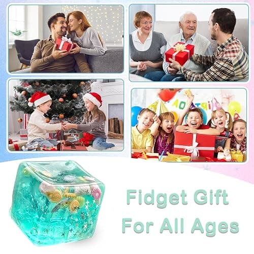 Solis Convene Ice Cube Cube Fidget Toys - Sensory Toys for Adult with Real Sea Shells, Squishy Fidget Toy for ADHD, Anxiety Relief | Non-Toxic Squeeze Ball for Focus & Calm for School, Office thumbnail 8