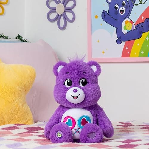 Care Bears 14" Share Bear Plushie - Medium Size - Purple Plush for Ages 4+ – Perfect Stuffed Animal Holiday, Birthday Gift, Super Soft and Cuddly – Good For Girls and Boys, Employees, Collectors thumbnail 6