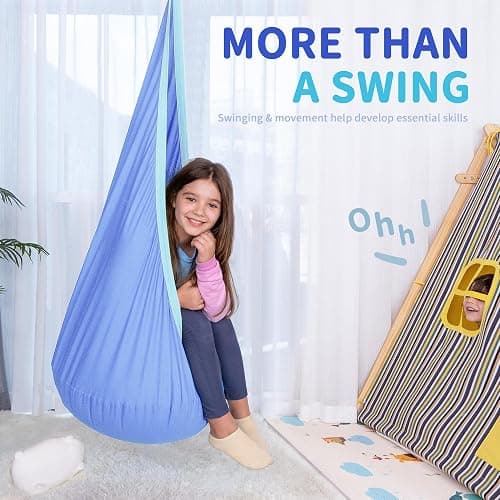 OUTREE Kids Pod Swing Seat, Cotton Child Hammock Swing Chair, Sensory Swing for Indoor and Outdoor Use, Macaron Light Purple thumbnail 5