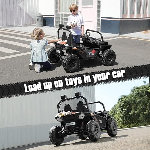 ELEMARA 2 Seater Ride On Car for Kids Gift,12V 10AH Electric Off-Road Truck,4MPH Large Car,Side by Side Vehicle Max 140lbs with Remote Control,LED Light,Bluetooth,3 Speeds,2 Spring Suspension,Black thumbnail 6