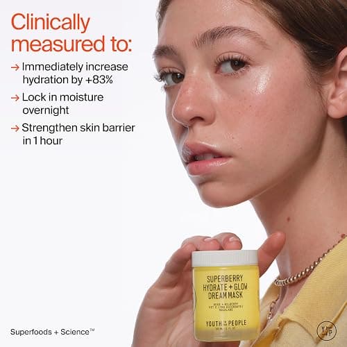Youth To The People Superberry Hydrate + Glow Dream Mask - Hyaluronic Acid, Squalane, Vitamin C, Face Moisturizer + Overnight Facial, Non-Greasy, Plumps, Brightens, Evens Tone, For Dry + Dull Skin thumbnail 4
