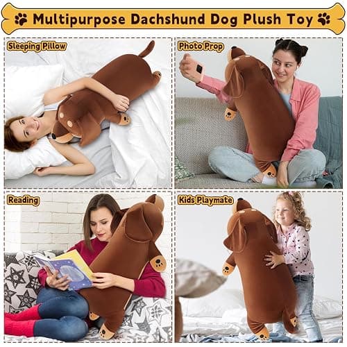 30'' Giant Dachshund Dog Plush Stuffed Animal- Weiner Dog Plush Pillow Plushies, Large Sleeping Dachshund Plush Toy, Cute Hugging Weiner Dog Stuffed Animal, Birthday Gifts for Kids Girls Boys thumbnail 6
