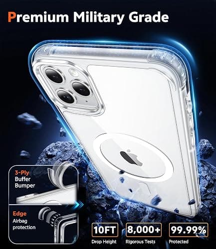 FNTCASE for iPhone 11 Pro Case: Clear Magnetic Phone Cases Compatible with Magsafe Slim Anti Yellowing Military Grade Drop Protection Rugged Protective Transparent Cell Phone Cover (A-Clear) thumbnail 6