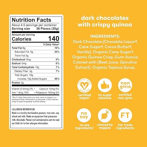 Unreal, Candy Coated Chocolate Crispy Quinoa Gems Bag, 5 Ounce thumbnail 2