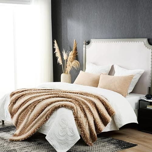 Cozy Bliss Luxury Faux Fur Throw Blanket Animal Striped Print, Non Shedding Double Sided Sherpa Blankets Super Soft Fluffy Thick Warm Throws Home Decor for Couch Bed Sofa Women (Brown, 60x80 Inches) thumbnail 4