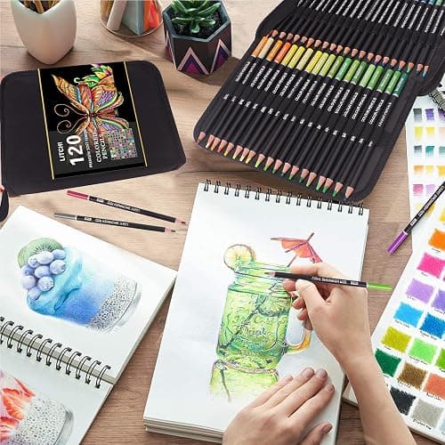 120 Colouring Pencils Zip-Up Set Perfect for Drawing, Sketching, Shading & Coloring, Vibrant Coloured Pencils for Adults & Pro Artists thumbnail 2