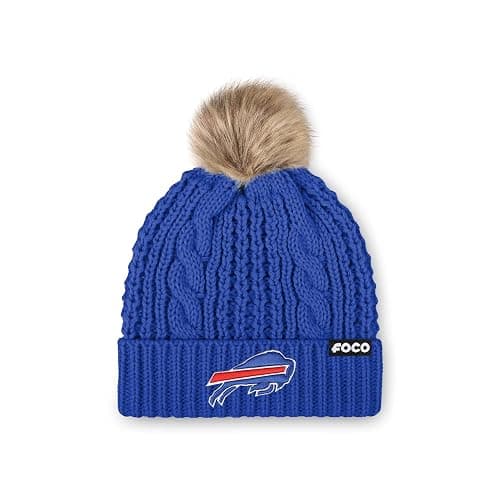 FOCO Buffalo Bills NFL Womens Faux Fur Pom Beanie Team Color - Image 1