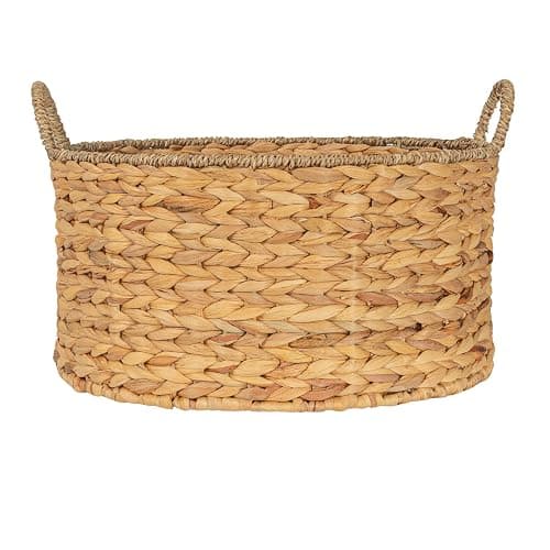 Household Essentials Rectangular Handwoven Water Hyacinth and Seagrass Basket with Handles, Natural thumbnail 8
