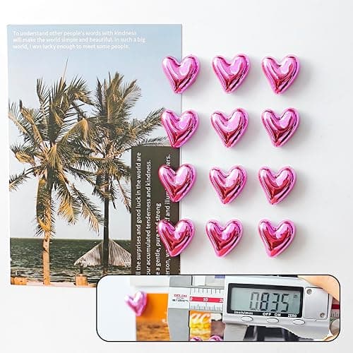 Janvelle 12PCS Refrigerator Magnets Pink Magnets for Fridge 0.83in Small Love Heart Cute Decorative Magnet Set for Home Kitchen Office Whiteboard Decor thumbnail 6