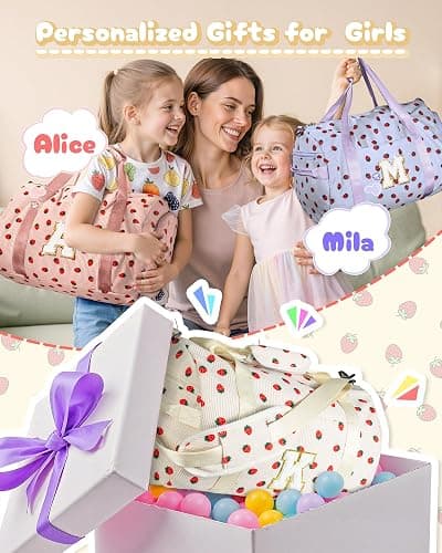 Vogewood Stocking Stuffers-Preteen Gifts Trendy Stuff, Girls Gym Bag, Kids Personalized Weekend Duffel Bags with Shoe Compartment, Travel Tote with Makeup Bag, Holiday Gift for Grandkids (Letter M) thumbnail 3