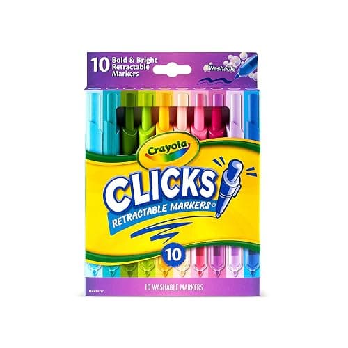 Crayola Clicks Retractable Markers - Bold (10ct), No Dry Washable Markers for Kids, Click Markers for School, Must Have Coloring Supplies, Gifts - Image 1