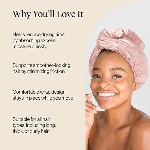 Kitsch Microfiber Hair Towel Wrap for Women - Satin Blush | Ultra Absorbent Microfiber Bath Towel for Wet, Curly, Long or Short Hair, Anti-frizz Hair Wrap thumbnail 6