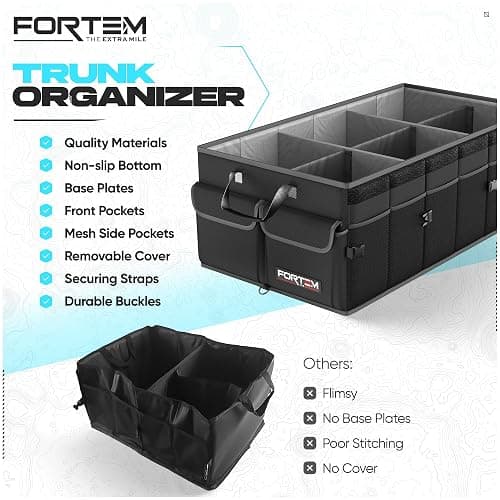 FORTEM Trunk Organizer For SUV Car Trunk Organizer, Foldable Storage, Car Accessories for Women Men, Collapsible Bag, Perfect Christmas Gifts, 600D Oxford, Non Slip Bottom, Straps, Soft Cover (85L) thumbnail 7