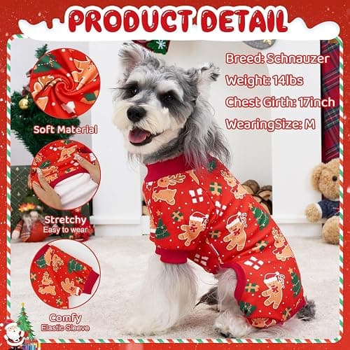 XPUDAC 4 Pack Dog Pajamas for Small Dogs Cats Plaid Dog Clothes Puppy Onesies Pet Christmas Pajamas Puppy Jumpsuits Pet Pjs Shirt Apparel thumbnail 3