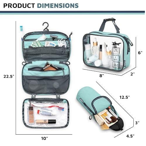 Toiletry Bag Kit Set: Hanging Travel Toiletry Bag + 311 TSA Cosmetic Liquid Bag + Ultralight Accessory Organizer Pouch thumbnail 3