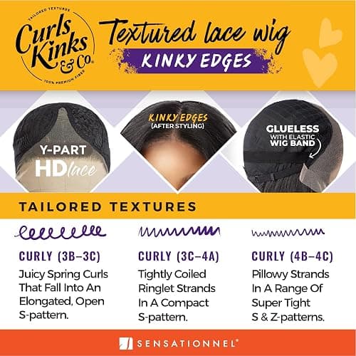 Sensationnel Curls Kinksandco Kinkyedges Wig - Kinky Roller Set 16 Inch Y Part Lace Natural Kinkytexture Edged Hairline for Natural 3C to 4C Hair Textures (BALAYAGEGOLD) thumbnail 6
