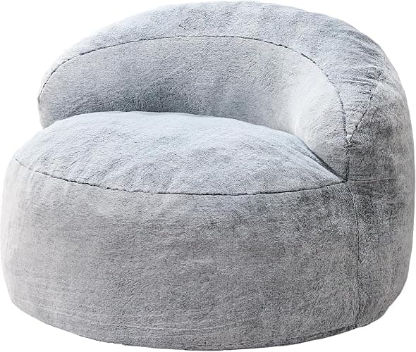 Hobestluk Giant Memory Foam Bean Bag, No-Assembly, Plush Grey Single | High Density Memory Foam, Washable & Removeable Cover, Durable Zipper, Skin Friendly Fabric, Soft Faux Fur, No Assembly thumbnail 8