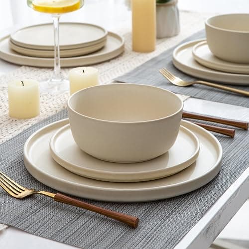 AmorArc Stoneware Dinnerware Sets for 6,Reactive Ceramic Plates and Bowls Set,Highly Chip and Crack Resistant | Dishwasher & Microwave Safe | Round Dishes Set Service for 6 (18pc) thumbnail 5