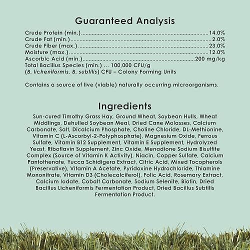 Kaytee Timothy Complete Guinea Pig Food with Timothy Hay, 9.5 Pounds | Supports digestion. Pelleted food for guinea pigs. guinea pig pellets, vitamin C, probiotics thumbnail 8
