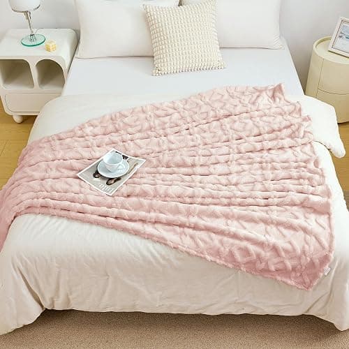 Aganear Flannel Throw Blanket - Cozy Soft Lightweight Fuzzy Portable Throw Blankets, Boho Decor for Home, Warm Gifts for Birthday, Christmas, Halloween, Housewarming(50"x60", Pink) thumbnail 6