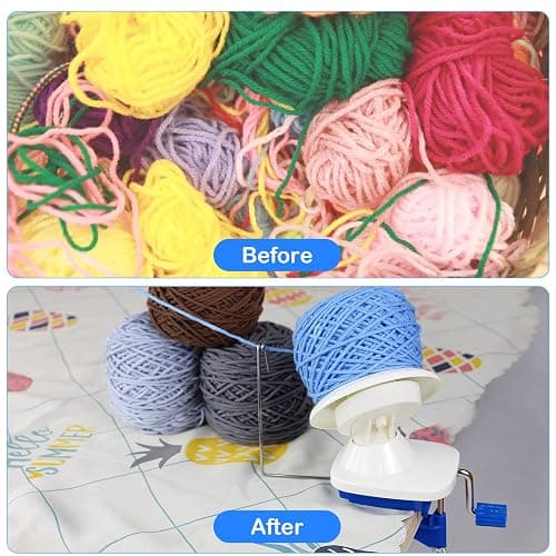 LAMXD Enrouleur de balles de Fil, 4oz Fil Ficelle Enrouleur,Laine à chaîne Manuelle en Fibre de chaîne Machines à bobines de Laine familiale, y compris les aiguilles à tricoter - XS thumbnail 4