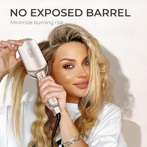 Curling Iron Hair Crimper Waver - TYMO ROVY Beach Waves Curling Wand, Ionic Deep Waver Hair Curler Tool with Ceramic 3 Barrel for Women, Dual Voltage, Anti-Scald, Easy to Use, Elegant Gold, 1.25 Inch thumbnail 5