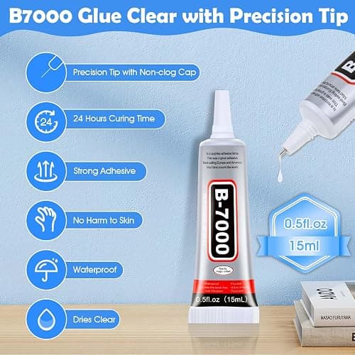 B7000 Glue Clear for Rhinestones, 4pcs 15mL Strong Adhesive B-7000 Jewelry Bead Gem Glue with Precision Tip, Quick Dry Bedazzling Adhesive for Jewelry Making Clothe Fabric Shoes DIY Crafts Nail Art thumbnail 2