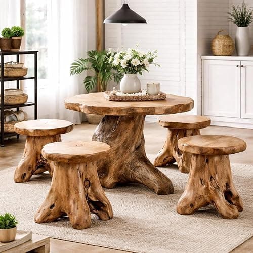 WELLAND Natural Cedar Stump Stool, Live Edge Mushroom Side Table, 14" H | Handcrafted from solid cedar with a live edge top and natural tree stump base thumbnail 10