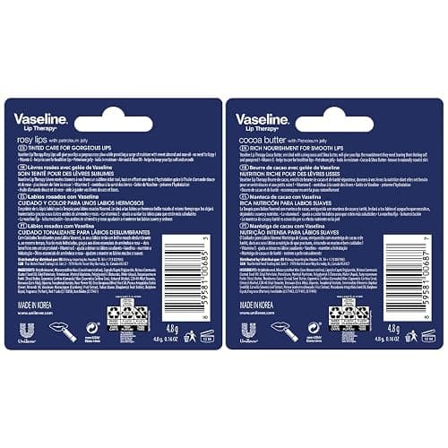 Vaseline Lip Therapy Variety 4-Pack – Rosy Lips + Cocoa Butter Moisturizing Lip Balm with Vitamin E, 0.16 Oz Ea thumbnail 2