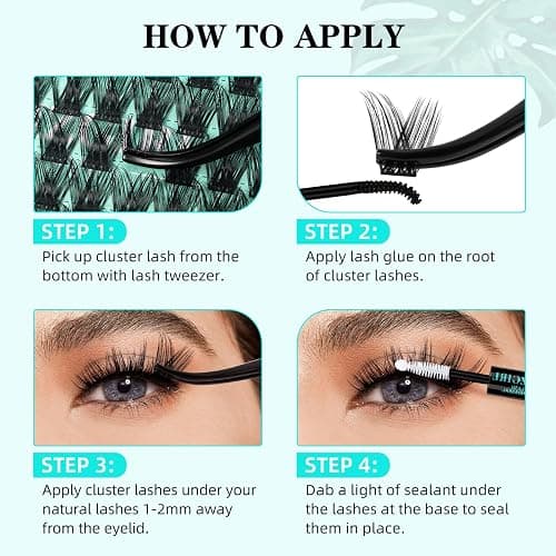 Lash Clusters Kit 168pcs Lash Extension Kit Cluster Lashes Natural Look with Lash Bond and Seal Waterproof, Lash Tweezer with Wet Look Ultra-Thin Band Lashes(Okra-Kit,D-10-18mm) thumbnail 5