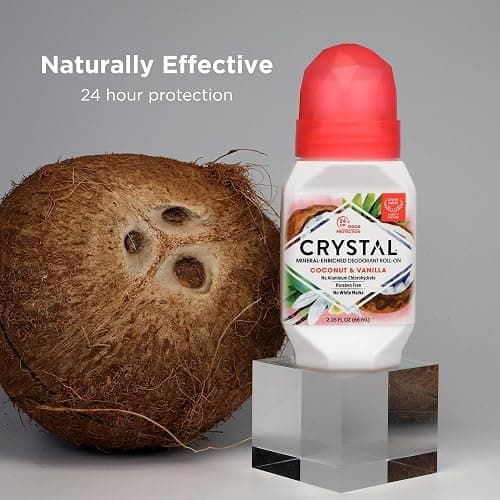 CRYSTAL Mineral Deodorant Coconut Vanilla Roll-On Body Deodorant With 24-Hour Odor Protection, Paraben Free, 2.25 FL OZ (Packaging May Vary) (2.25 Fl Oz/66ml) thumbnail 3