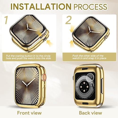 JR.DM 40mm Soft Flexible TPU Case Compatible for Apple Watch Series 6/5/4/SE Touchable Screen Lightweight Anti-Scratch All-Around Protector Thin Guard Shockproof Cover Shiny Bumper for iWatch, Gold thumbnail 9