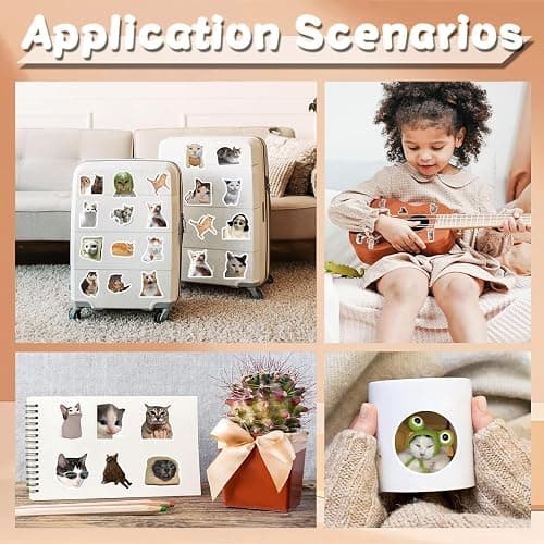 106 Pcs Funny Cat Stickers Cute Cat Meme Sticker Kitten Stickes for Adults Teens Funny Animal Vinyl Waterproof Stickrs for Water Bottles Laptops Phone Luggage Guitar thumbnail 7