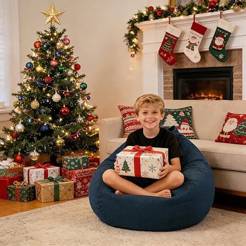 LPMOERA Bean Bag Chair Memory Foam Bean Bag Chairs for Kids/Teens with Filling Round Kids Bean Bag Chair for Living Room Bedroom College Dorm Reading Chair thumbnail 2