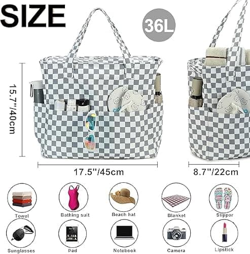 Bluboon Waterproof Beach Tote Pool Bags for Women Ladies Extra Large Carry On Bag With Wet Compartment for Weekender Travel thumbnail 3