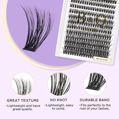 Lash Clusters Individual Lashes Lash 280 PCS Eyelash Clusters False Eyelash 45D Lash Extension Fluffy Natural Cluster Eyelash Extensions DIY Eyelash Extensions at Home (45D-0.07C,9-16MIX) thumbnail 3