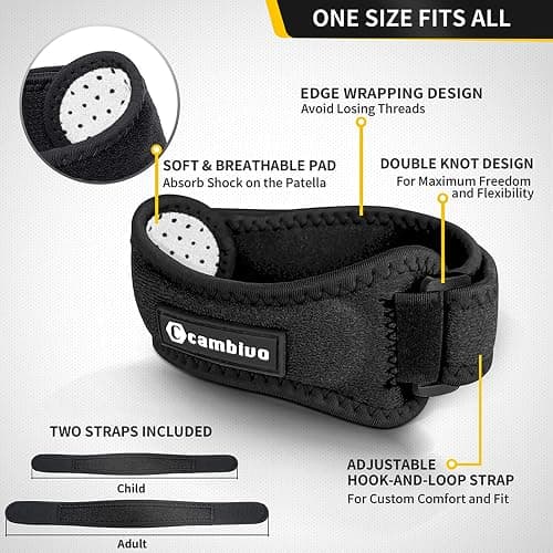 CAMBIVO Patella Tendon Knee Straps 2 Pack for Knee Pain Relief, Knee Brace for Women &Men with Extra Straps, Knee Support for Running, Hiking, Soccer, Basketball, Jumpers Knee, Tennis thumbnail 2