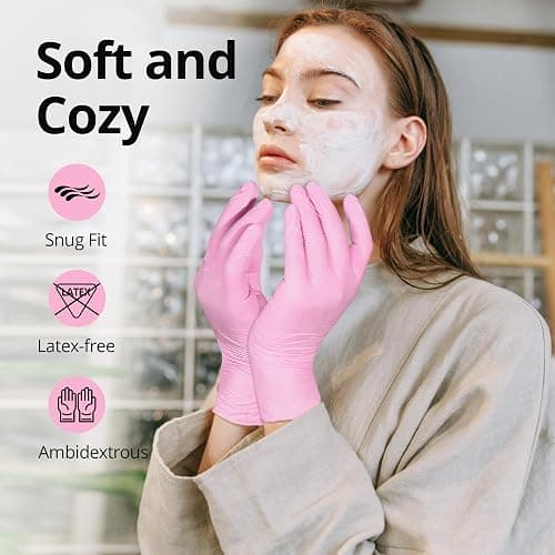 SwiftGrip Pink Nitrile Gloves, 3-mil, Industrial Gloves Disposable Latex Free, for Cleaning & Esthetician, Rubber Powder-Free, 100-ct Box (Small) thumbnail 3
