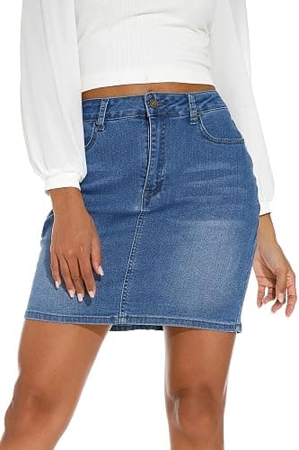 GUANYY Womens Denim Skirt High Waisted Short Pencil Jean Mini Skirts S-XXL - Image 1