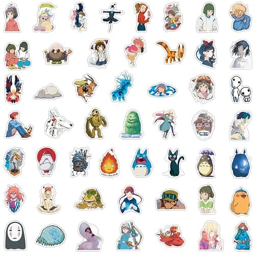 100PCS Cartoon Anime Miyazaki Hayao Stickers for Laptop,Studio Ghibli Anime Vinyl Movie Stickers for Water Bottle, Phone，Hard Hat，Skateboard，Scrapbooking，Gifts for Kids/Adults thumbnail 3