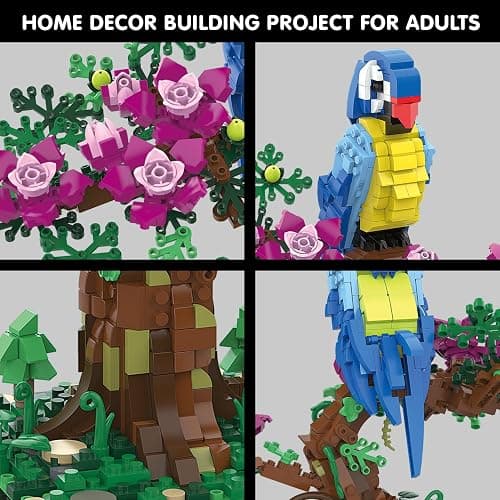 TG BLOCKS Micro Brick Flower Parrot Toy Building Sets, Home Decor and Office Art Creative Gift, DIY Plant Model for Adults, for Teens Ages 8+ Kids thumbnail 6