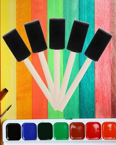 WAFJAMF 10 Pack Poly Foam Paint Brushes 1 Inch Sponge Painting Brushes Wood Handle Paint Sponges Set for Painting Cleaning thumbnail 6