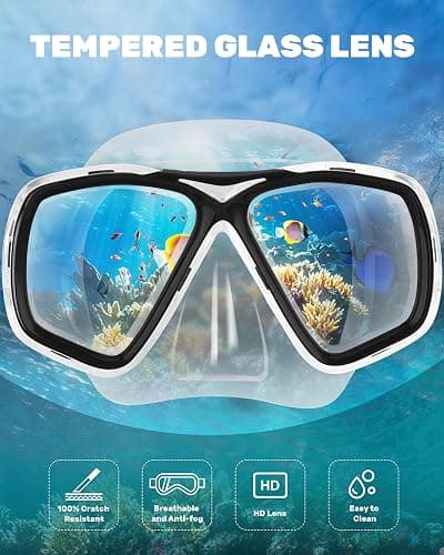 OutdoorMaster Jellyfish Kids Swim Goggles with Nose Cover, Snorkel Diving Mask with Elastic Fabric Strap, Anti-Fog Tempered Glass Swimming Goggles for Boys and Girls, Age 6-14 thumbnail 4