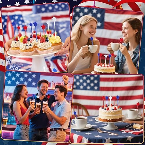 Jansun 36 Pcs 4th of July Patriotic Cocktail Stirrers, Red White and Blue Drink Stirrers Plastic Swizzle Sticks Reusable Coffee Stirrers Stir Sticks for Fourth of July Independence Day Party Supplies thumbnail 7