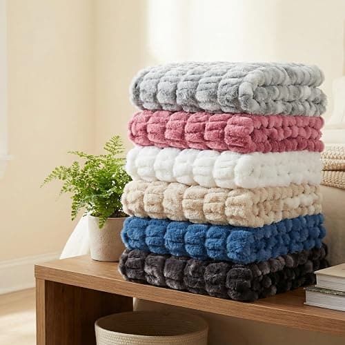 Lavish Home Oversized Ruched Blanket 60x80-Inch Jacquard Faux Fur Queen-Size Throw for Sofas Luxurious Bedding, Gray thumbnail 10