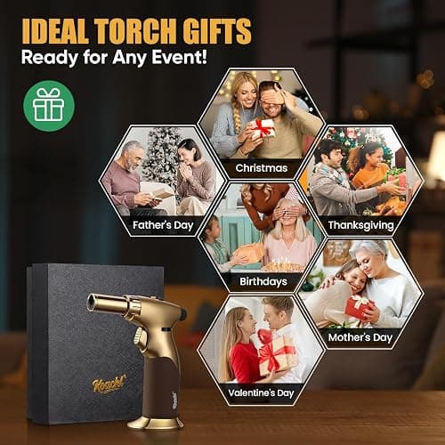 KOACKL Dual Flame Butane Torch Lighter, Refillable Kitchen Torch, Adjustable Flame with Ignition Lock Mini Blow Torch for Cooking, Creme Brulee, Soldering, Welding (Butane Gas Not Included) thumbnail 7