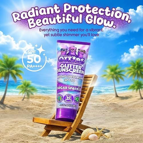 Glitter Sunscreen SPF 50 Lotion 4.5oz - Sparkle & Shimmer Sunscreen - Colored Sun screen for Kids & Women - UVA/UVB Sunshine Protection + 80 Min Water Resistant - (Scented) (USA Made) thumbnail 3