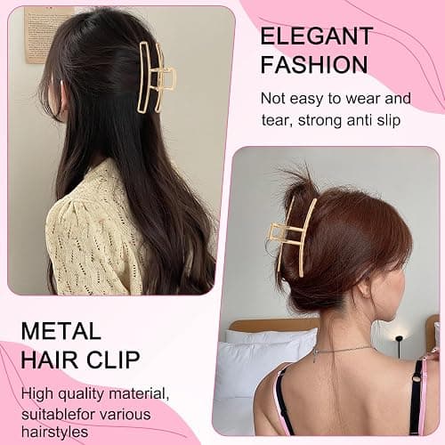 LUKACY 6 Pack Gold Metal Hair Clips - 4 Inch Large Jaw Clips for Women, Strong Hold Hair Claws for Thick or Thin Hair, Fashion Hair Accessories for Styling thumbnail 7